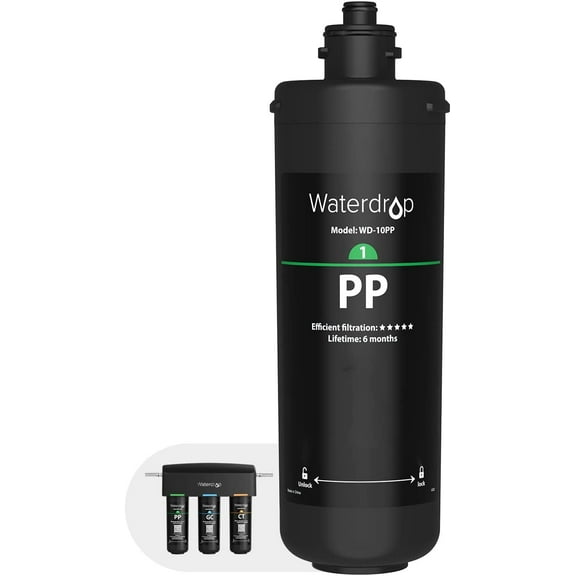 Waterdrop WD-10PP Under Sink Water Filter, Replacement TSA & TSB 3-Stage Under Sink Water Filter System