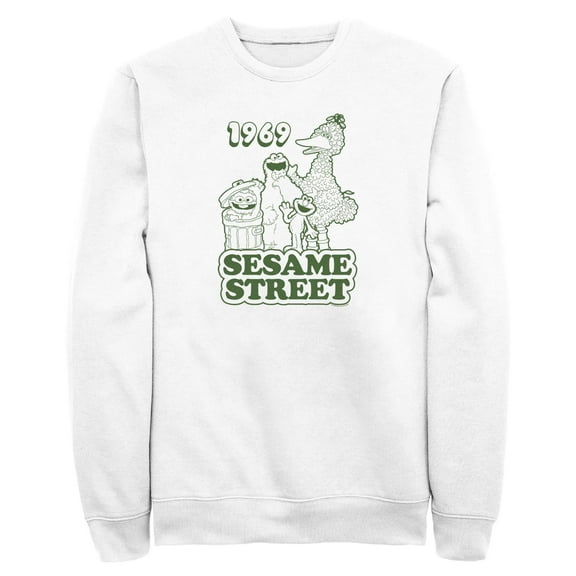 Men's Sesame Street Group Green Outline 1969  Sweatshirt