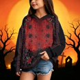 thumbnail image 4 of Grblisyd Girls Halloween Hoodies Kids Cute Skeleton Floral Print Hooded Sweatshirts Pullover Long Sleeve Drop Shoulder Tops with Kangaroo Pocket, 4 of 5