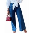 thumbnail image 3 of Jeans for Women Wide Leg High Waisted Stretchy Straight Leg Jean Baggy Trendy Denim Pants with Slanted Pockets Blue XXL, 3 of 9