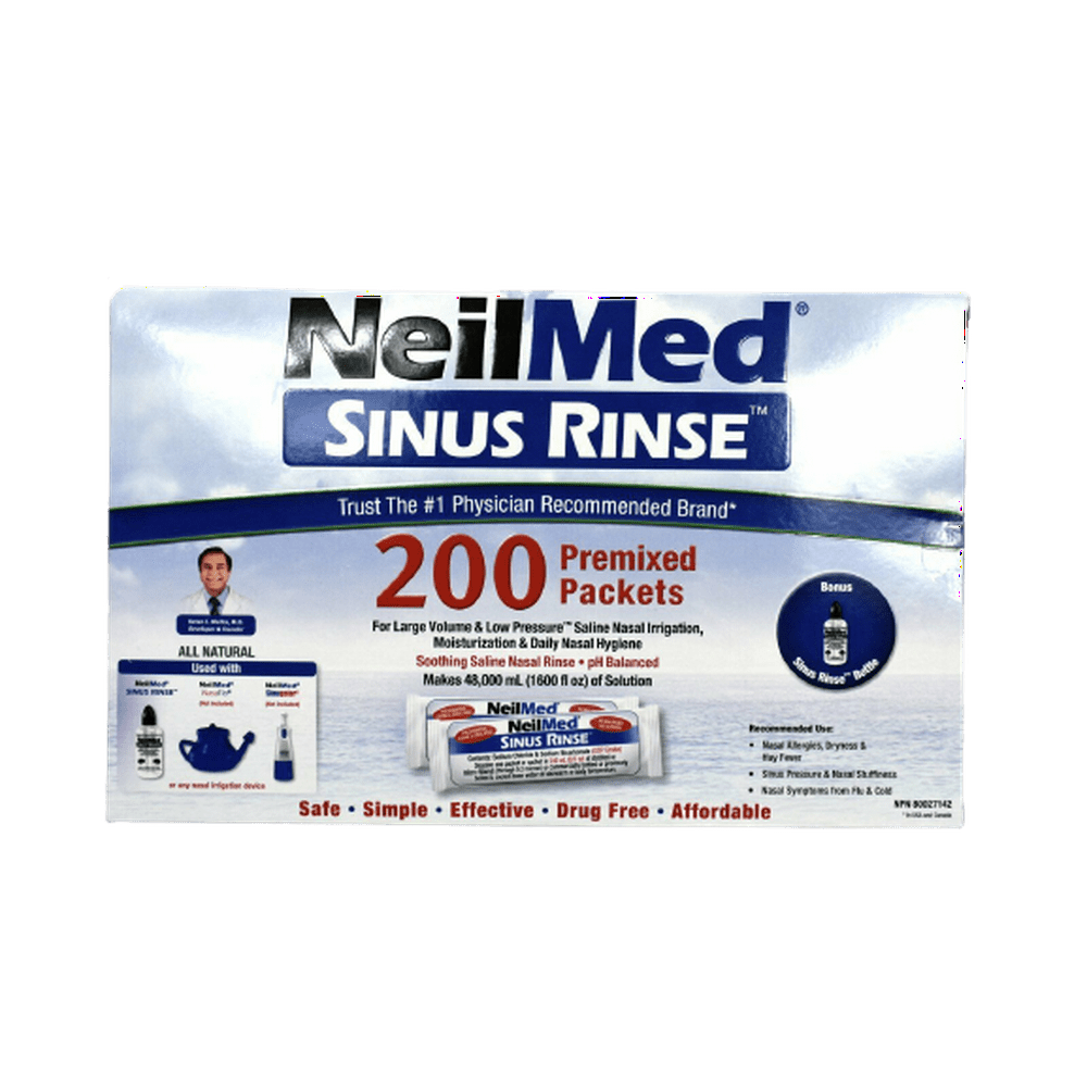 NeilMed Sinus Rinse Kit, 200 Premixed Packets + Bonus Bottle Walmart