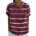 thumbnail image 2 of Linen Tops Womens Summer Tops Casual Cotton Linen Short Sleeve Loose Fitting Short Sleeve Tops T Shirts Trendy Boho Ladies Striped Tees Tops My Items, 2 of 5