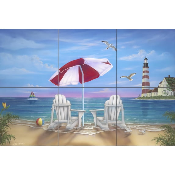 Tile Mural Kitchen Backsplash - Exotic Lighthouse-JW - by Jeff Wilkie