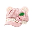 thumbnail image 2 of LUVDA Women's Cute Bear Ear Newsboy Cap with Lace Trim and Embroidered Detail for Casual Wear, 2 of 8