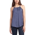 thumbnail image 1 of BCX Womens High Neck Scalloped Edge Halter Top Shirt, navy, Juniors, S, 1 of 1