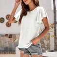 thumbnail image 3 of TAGOLD Womens Summer Tops,Women's Casual Sexy Fashion Summer T-Shirt Cutout Tunic Ruffle Sleeve Top Blouse White 4, 3 of 8