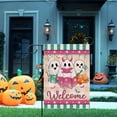 thumbnail image 5 of Welcome Halloween Ghost Small Decorative Garden Flag, Spooky Stripes Colorful Yard Lawn Outside Decor, Funny Spider Web Bat Burlap Outdoor Home Decoration Double Sided 12 x 18, 5 of 6