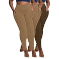 thumbnail image 2 of CFLVAEK 3 Piece Fleece Lined Leggings for Women with Pockets Quick Dry High Waist Legging Tights Plus Size Thermal Warm Winter Yoga Pants （Khaki+Khaki+Brown） XXXXL, 2 of 9