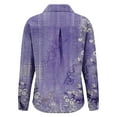 thumbnail image 5 of Jxximdong Button Up Shirts Women Women's Long Sleeved Printed Button Down Shirt Purple Spring Tops S, 5 of 5