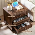 thumbnail image 4 of Farmhouse Nightstand,Night Stand with 24" Top,Bedside Table with 3 Drawers,Modern End Side Table for Bedroom, Brown, 4 of 8