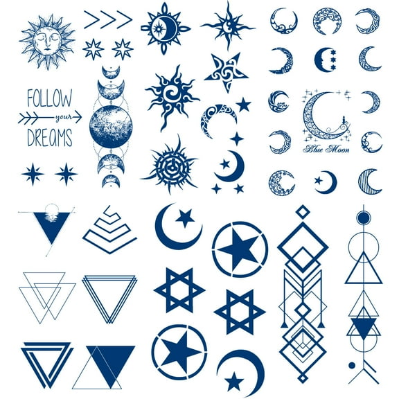 Space Semi Permanent Tattoos, 6-Sheet Fake Planet Temporary Stickers