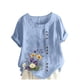thumbnail image 4 of TaTaai Casual Printed Button Blouse, Women's Short Sleeve Linen Feel T-Shirt, Comfortable Top for All Seasons Gift, 4 of 4