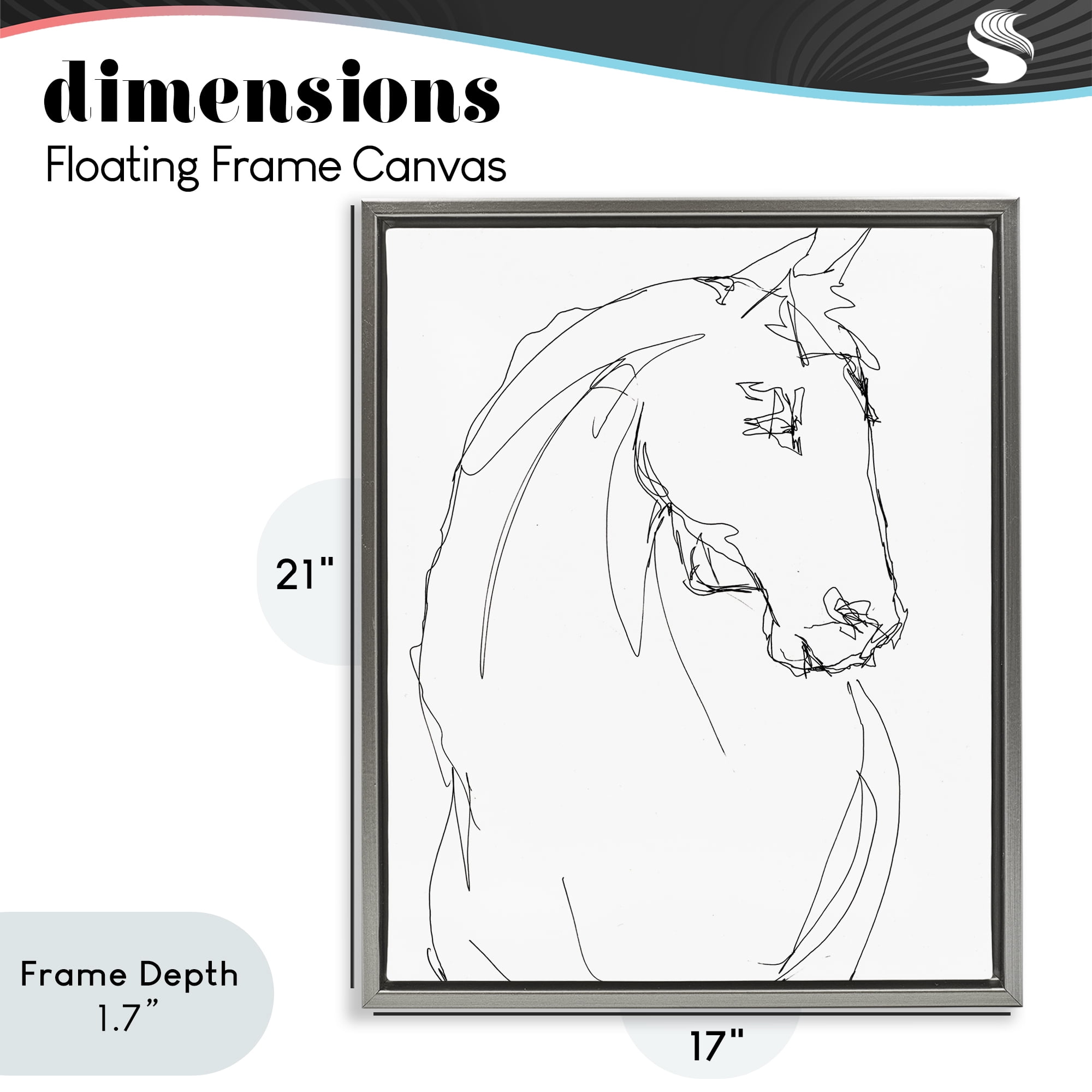 Stupell Industries Sketched Horse Contour Gray Framed Floater Canvas Wall Art, design by Lorenzo Collective