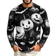 thumbnail image 2 of GrmtClth Shirts for Men Halloween Multicolor Pattern Raglan Long Sleeve Pumpkin Ghost Witch Funny Festival Outfit Tops Black S, 2 of 5