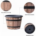 thumbnail image 6 of 8-inch-Plant-Pots-Indoor-Outdoor, Barrel Planters with Drainage Holes & Saucer, Plastic Flower Pots Imitation Wine Barrel Design, Decorative Garden Pots for Plants, 6 of 8