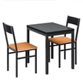 thumbnail image 3 of Set of 2 Dining Table Set with 4 Cushioned Chairs, 2-in-1 Kitchen Table Set, Modern Black Wood Top and Metal Legs Dinette Table Set, 3 of 8