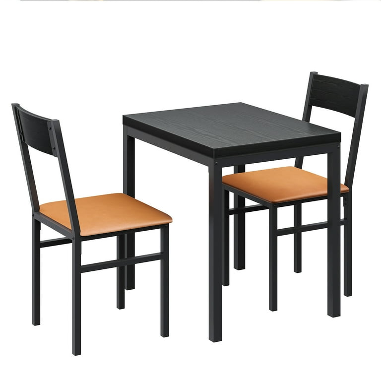 Rectangular Dining Table Set with 2 Cushioned Chairs for Small