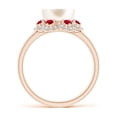 thumbnail image 2 of ANGARA Freshwater Cultured Pearl Floral Ring with Rubies in 14K Rose Gold for Women | June Birthstone, Birthday, Anniversary, Jewelry Gift for Women | Pearl Ring, 2 of 8