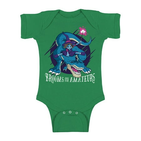 

Awkward Styles Halloween Baby Bodysuit Witch on Dinosaur Romper