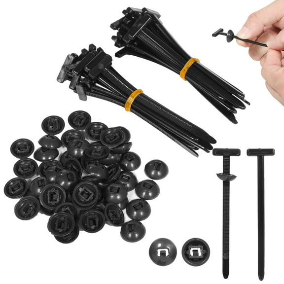 150 Pcs Nylon Universal Cable Tie Buckle, Heavy Duty Self-Locking Zip Ties Holder with Pins & Buttons for Daily Repair and Fixing