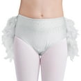 thumbnail image 4 of Lejafay Girls Glittery Rhinestones Dance Outfits One Shoulder Mock Neck Crop Top with Feather Briefs Dancewear White 6, 4 of 6