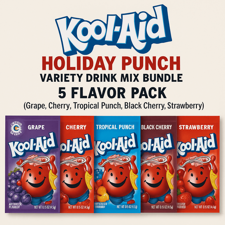 Kool-Aid Holiday Punch Pack – 5 Flavor Variety (Grape, Cherry