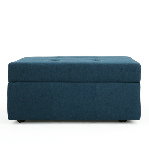 Channing Contemporary Tufted Fabric, Storage Ottoman With Casters