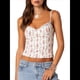 thumbnail image 1 of Camisola de Floral Y2K para Mujer, Top Corto con Tirantes Finos y Corte Bajo, Estampado Floral de Patchwork, Transparente. M, 1 of 9