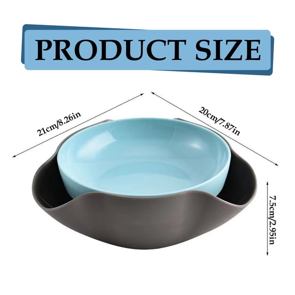 Double-Layer Pistachio Nut Bowl with Storage - Snack Serving Dish with Shell Compartment - Sky Blue