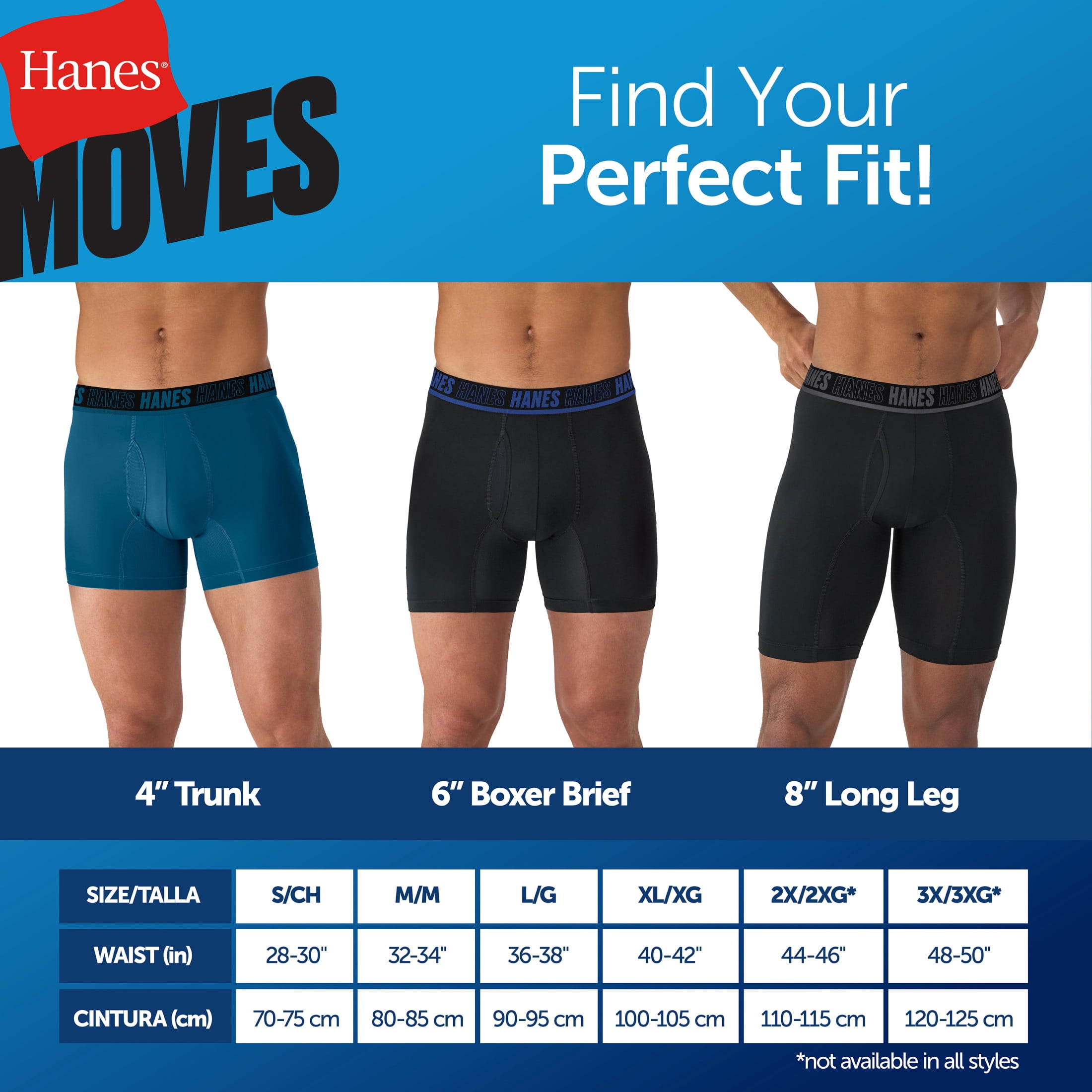 Hanes Mens Underwear Long Leg Boxer Briefs, 3-Pack, Moves Anti-Chafe with Total Support Pouch