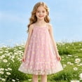 thumbnail image 2 of Ruiwil Toddler Girls Nightgown Size 3-4 Years Flower Print Sleeveless Spaghetti Straps Clothes Summer Dailywear Casual Soft Girls Sleep Dress Pink, 2 of 4