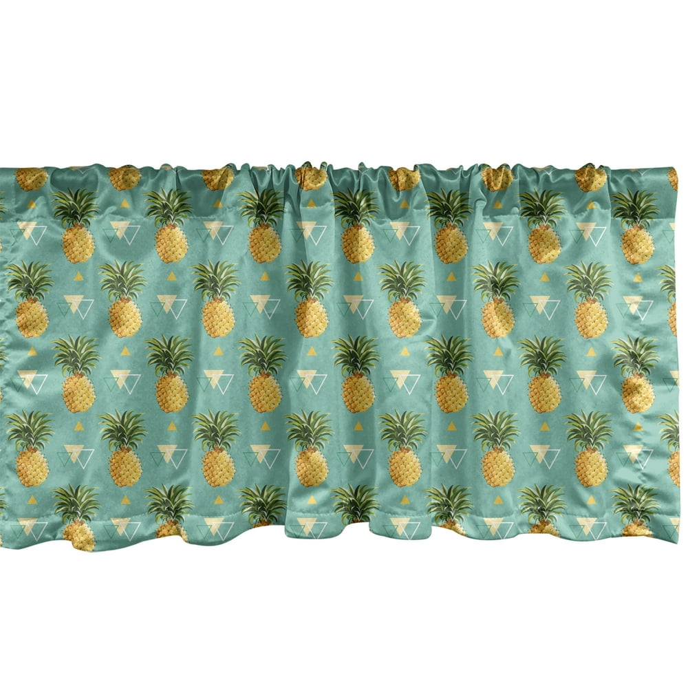 Ambesonne Pineapple Window Valance, Geometric Hipster Design Tropical