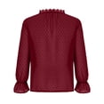 thumbnail image 5 of IROINNID Women's Long Sleeve V-Neck Shirts Comfortable Autumn New Lace V-Neck Long Sleeve Chiffon Shirt Tops,Burgundy, 5 of 8