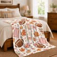thumbnail image 6 of Autumn Football Maple Leaf Pattern Fall Thanksgiving, Cozy Friendship Quote Scene, Warm Flannel Blanket for Living Room and Reading Nook, Art Lovers Thanksgiving Gift, Festive Home Decor, 6 of 8