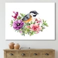 thumbnail image 2 of Designart ' Cute Bird In Purple and Pink Flowers ' Traditional Canvas Wall Art Print, 2 of 4