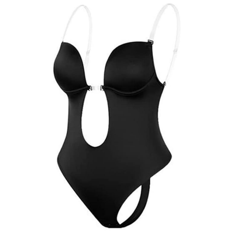Sexy Backless Women Body Shaper Seamless Bodysuit Thong Shapewear Push Up  Cup Bra Corset Waist Trainer Slimming Control (Color : Black, Size 