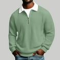 thumbnail image 2 of BUIGTTKLOP Mens Quarter Zip Pullover Long Sleeve Shirt 1/4 Zip up Sweatshirt Casual Knit Textured Top, 2 of 6