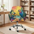 thumbnail image 2 of Xixirimido Parrot Tropical Floral Sunset Pattern Stretch Office Chair Cover Desk Chair Cover for Armrest Chair Universal Swivel Chair Slipcovers Mid Back Accent Dining Chair Protector, 2 of 7