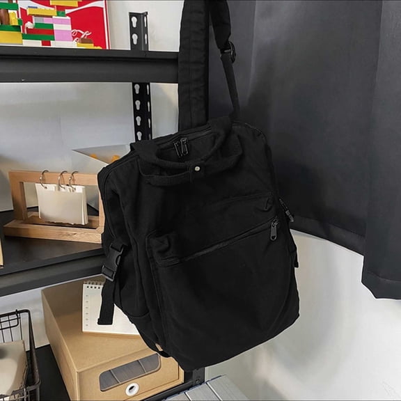 Washed Canvas Backpack with Dual Top Handles Durable Casual Daypack for Commute Work and Travel Use 12.6 x 7.5 x 15.7 inches