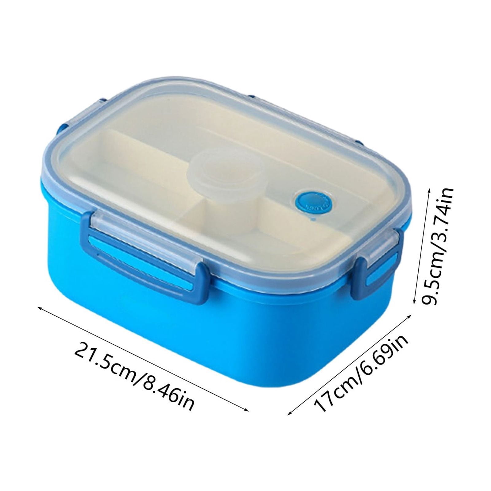 Rijanmt 304 Stainless Steel Lunch Box With 1 Fork & Knife,50.7 Oz Large Food Storage Container With 4-Compartments-Lid,Reusable Divided Meal Prep Box For Home Work Travel,Adults Students Use,Blue