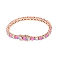 thumbnail image 2 of 18.09 CTW Round Cut Simulated Diamond & Pink Sapphire 14K Rose Gold Plated S925 Tennis Bracelet 9.5" Men's & Women's, 2 of 5