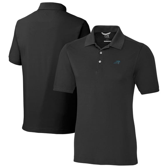 Men's Cutter & Buck Black Carolina Panthers Big & Tall Advantage Eco Pique DryTec Tri-Blend Polo