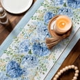 thumbnail image 3 of Hydrangea Eucalyptus Table Runner 72 Inches, Summer Botanical Blue Wooden Bed Runner Dresser Scarves Tabletop for Indoor Outdoor Parties/Ceremony/Banquet, 13" x 72", 3 of 9