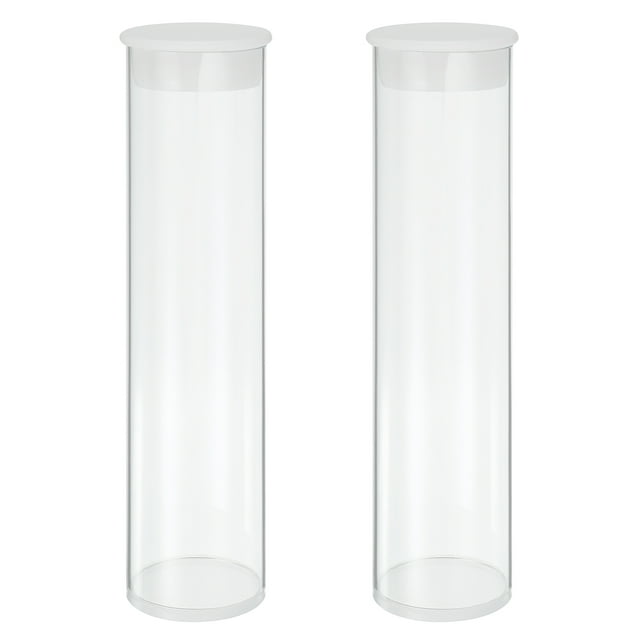 Tuberías de almacenamiento de plástico transparente Uxcell, 1 9/16" x 6" con tapa negra, 2 juegos