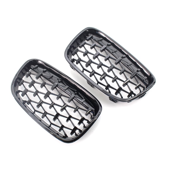 NS Car Front Upper Hood Kidney Meteor Grille Grill Mesh Auto Outside Decor Exterior Accessories Fit for BMW 1 Series F20 2011 2012 2013 2014, Gloss Black