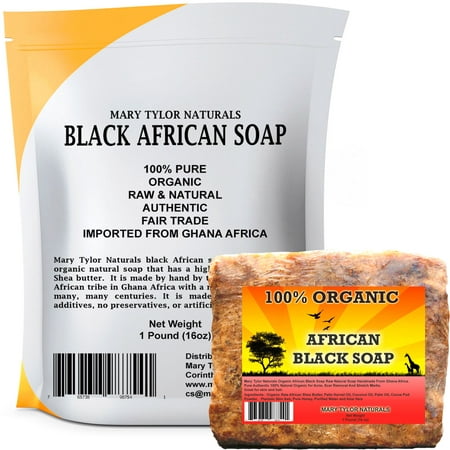African Black Soap 1 lb 100% Natural Raw African Black Soap for Acne, Eczema, Psoriasis, Scar Removal Face And Body Wash Authentic Handmade Beauty Bar Imported From Ghana Africa By Mary Tylor (Best Bath Soak For Psoriasis)