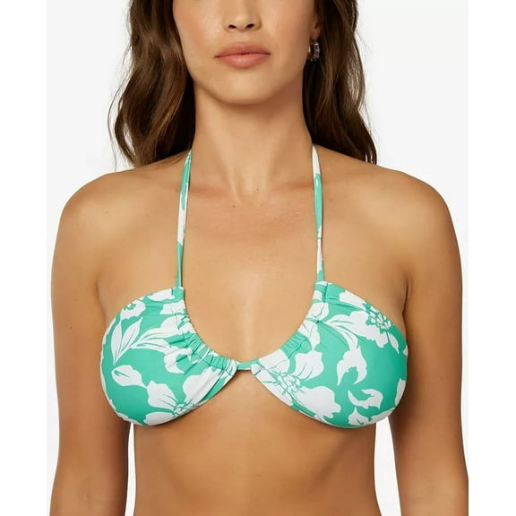 O'Neill KELLY GREEN Juniors' Oasis Embry Printed Halter Bikini Top, US Medium