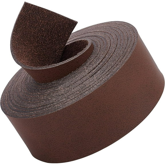 Dark Brown Genuine Leather Strap Strip 1 Inch Wide 79 Inch Long Leather Belt Strips Wrap Single Sided Flat Cord for DIY Crafts Projects Clothing Jewelry Wrapping Making Bag Handles