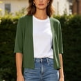 thumbnail image 6 of Stamzod Summer Light Weight Cardigan Women Dressy Casual 3/4 Sleeve Open Front Cardigans Fashion Clothing Green M, 6 of 7