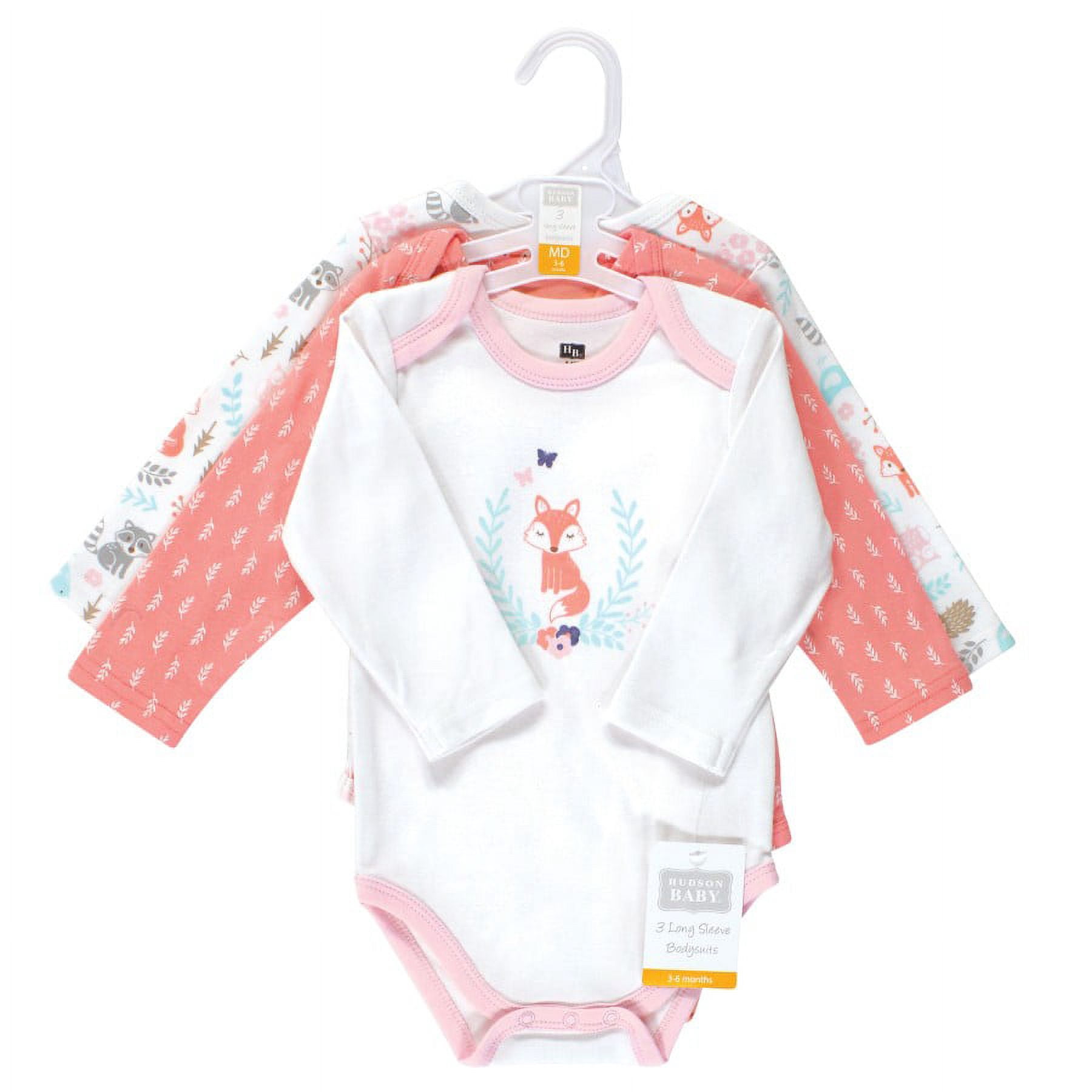 Hudson Baby Cotton Long-Sleeve Bodysuits, 3-Pack, Newborn- 24 Months